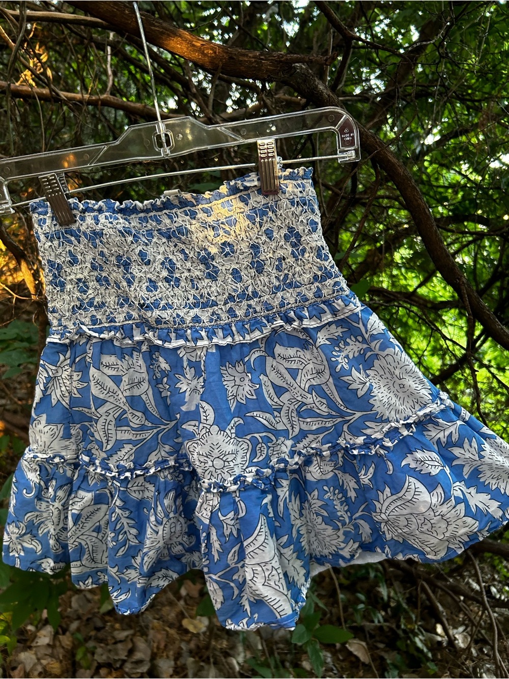 Blue Lagoon Floral Tiered Mini Skirt